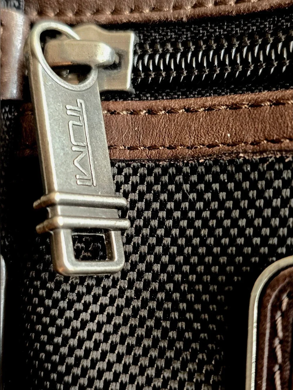 Tumi Black/Brown Nylon and Leather Alpha Bravo Barstow Messenger Bag